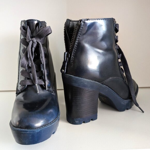 Aldo Chunky Blue Tone Platform Boots - Picture 1 of 3